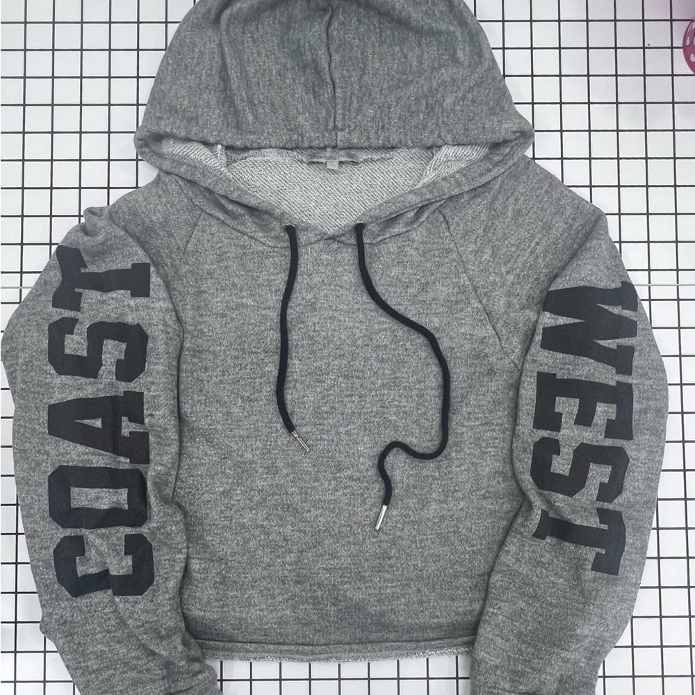 Charlotte Russe Crop Gray Hoodie West Coast-Size Large